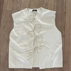 Massimo Dutti Elegant Cream Sleeveless Top sz M